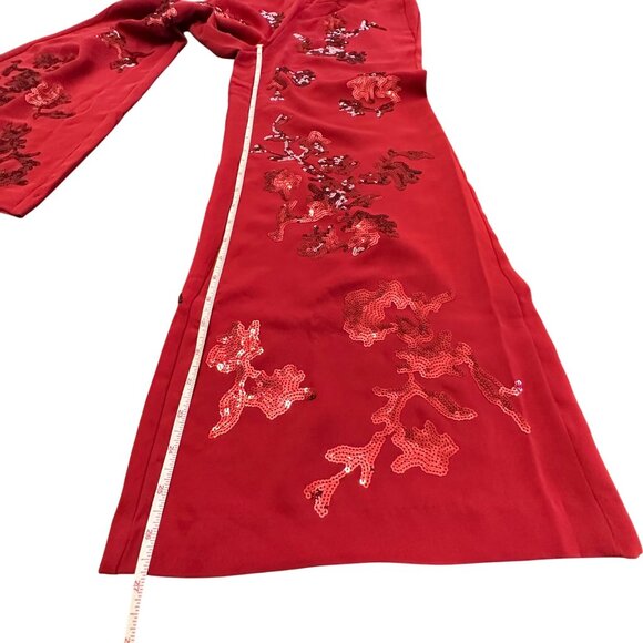 Chico's Pants Size 0 P NWT Red Pull On Sequin Wide Leg Holiday Red Allure Petite - Picture 12 of 12